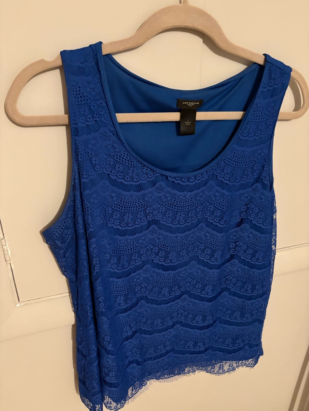 Ann Taylor Bright Royal Blue Lace Tank Top